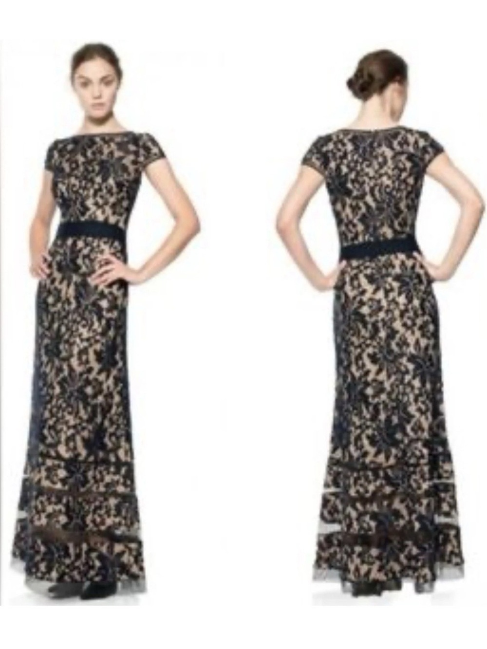 Tadashi Shoji Maxi Dress Women’s 16 Blue Gown Lace Mermaid Evening Victorian - Picture 3 of 15